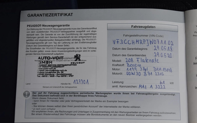 Peugeot 208 cena 34900 przebieg: 54717, rok produkcji 2018 z Janów Lubelski małe 704